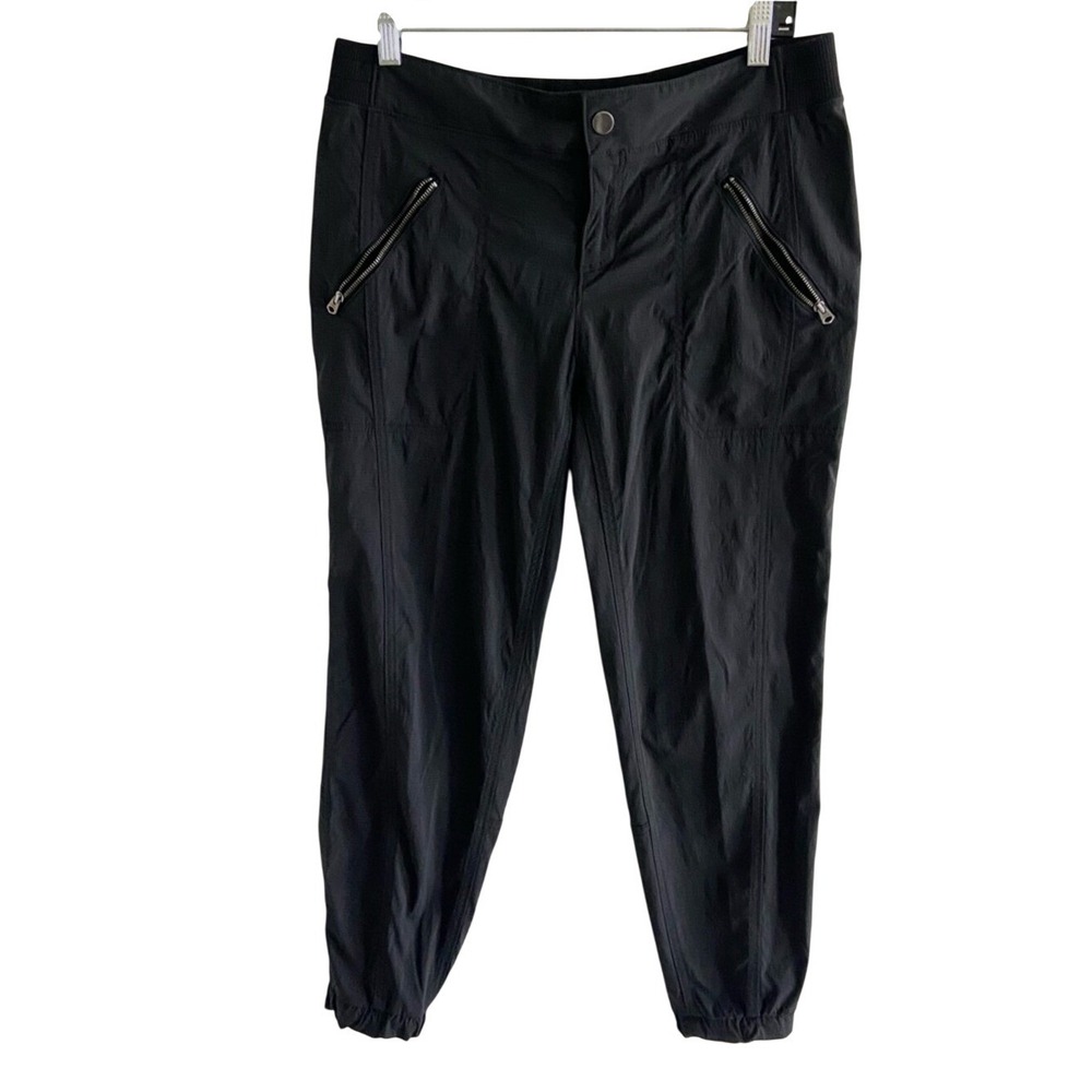 Athleta Black Joggers Zipper Pockets‎ Parachute Pants 12